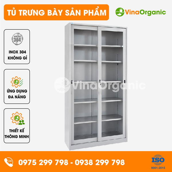 TTB6T - Tủ inox 304 trưng bày sản phẩm, trưng bày mẫu