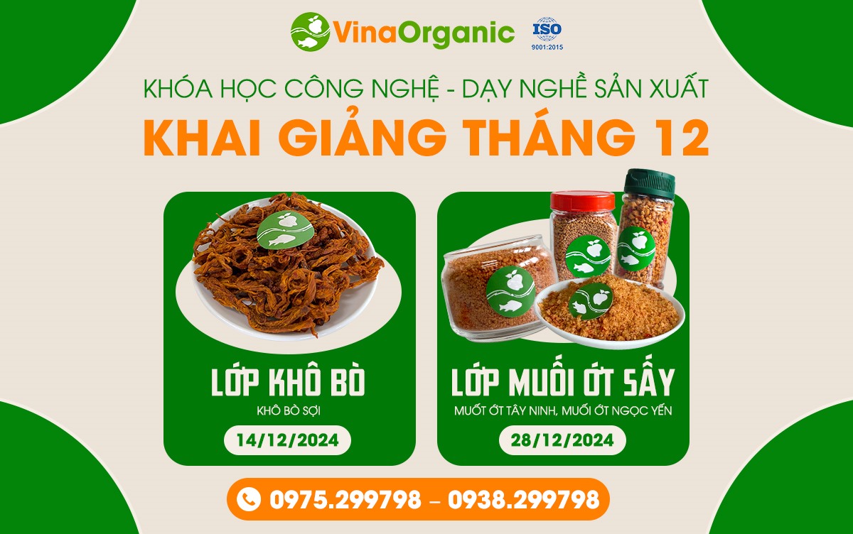 VinaOrganic khai giảng khóa học dạy nghề sản xuất tháng 12, cơ hội dành cho những ai mong muốn theo đuổi sự nghiệp trong ngành sản xuất.