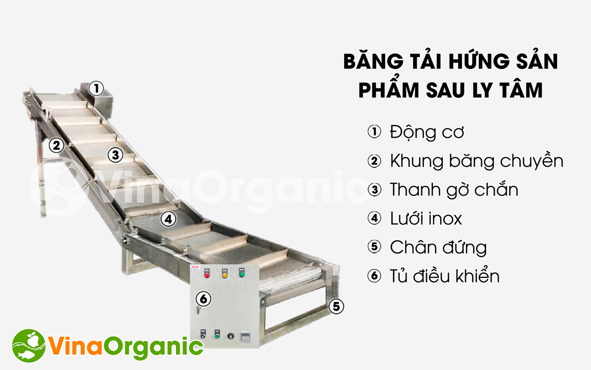 BT05 - Băng tải hứng sản phẩm sau ly tâm, máy thiết bị hỗ trợ quá trình ly tâm sản phẩm. Liên hệ ngay Hotline/Zalo 0975299798 - 0938299798!