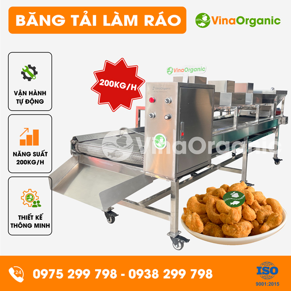 BT200 - Băng tải làm ráo 200kg/h có quạt làm ráo, làm ráo hạt điều
