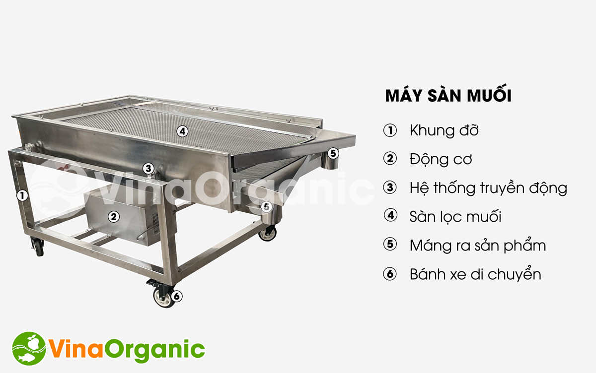 Máy sàn muối model SM612, sàn, phân loại muối khi chế biến và trong quá trình sản xuất. Liên hệ Hotline/Zalo 0938299798 - 0975299798.
