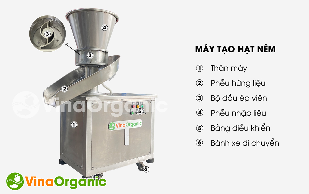 Máy tạo hạt nêm năng suất 50 - 80kg/h, model TN30 tạo hạt nêm nhanh chóng, chất lượng. Liên hệ Hotline/Zalo 0938299798 - 0975299798.