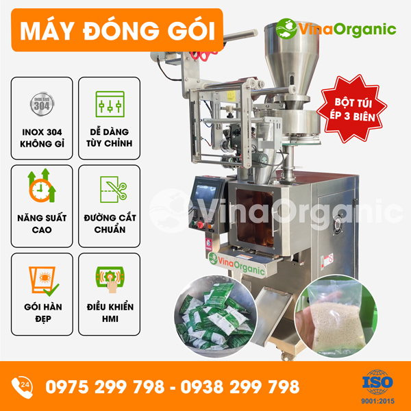 DGC3BS - Máy đóng gói bột, hạt dạng cốc đong, ép 3 biên, đóng gói hạt nêm