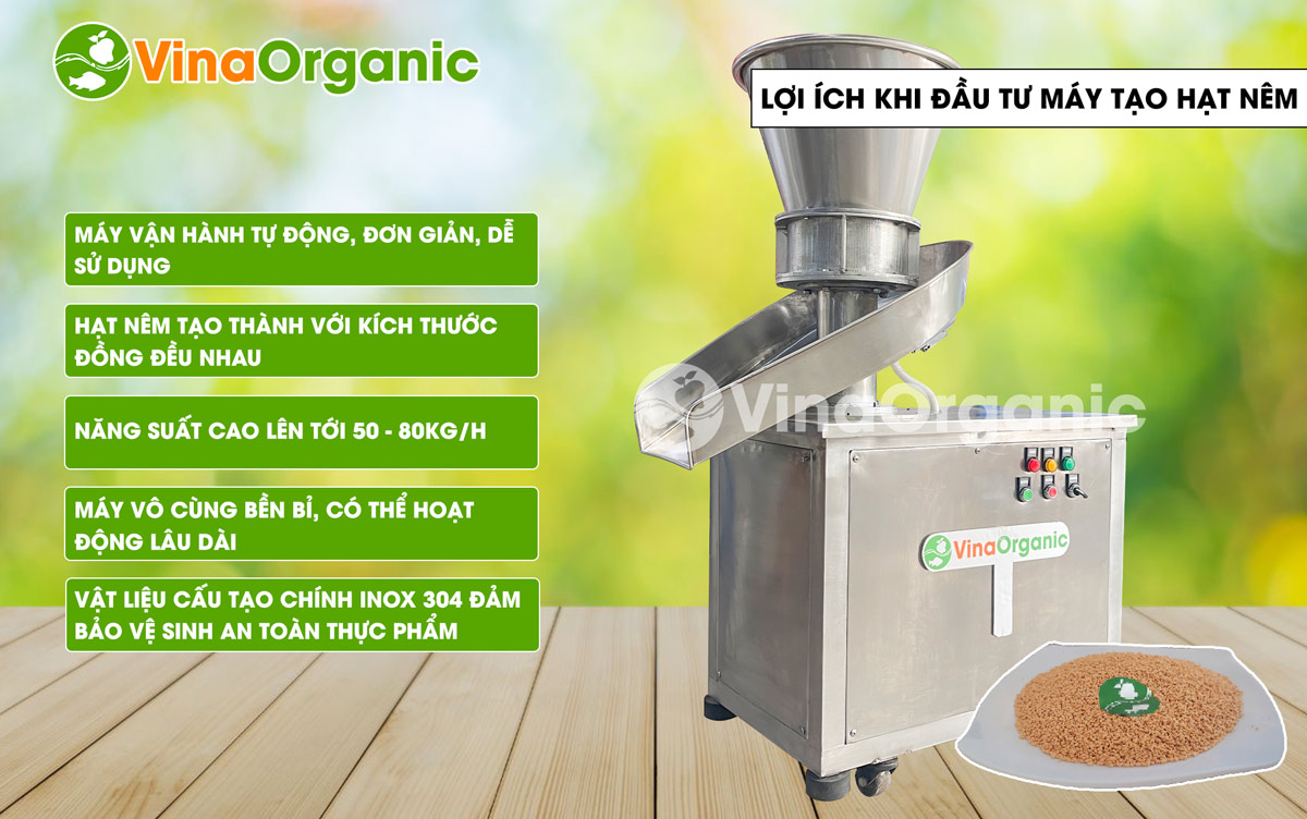 Máy tạo hạt nêm năng suất 50 - 80kg/h, model TN30 tạo hạt nêm nhanh chóng, chất lượng. Liên hệ Hotline/Zalo 0938299798 - 0975299798.