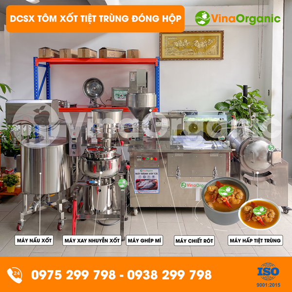 Dây chuyền sản xuất tôm xốt tiệt trùng đóng hộp mềm dai, bảo quản lâu dài