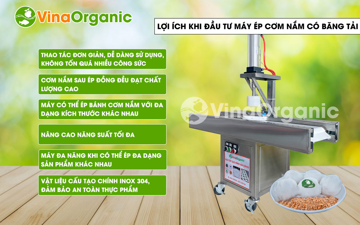 EX050TD - Máy ép cơm nắm có băng tải tự động, ép cơm nắm năng suất cao, ép đồng đều. Liên hệ ngay số Hotline/Zalo 0938299798 - 0975299798 để được tư vấn!