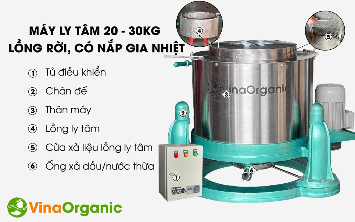 Máy ly tâm lồng rời 20 - 30kg có nắp gia nhiệt, tách dầu, tách nước thực phẩm. Liên hệ Hotline 0938299798 – 0975299798 để tư vấn miễn phí