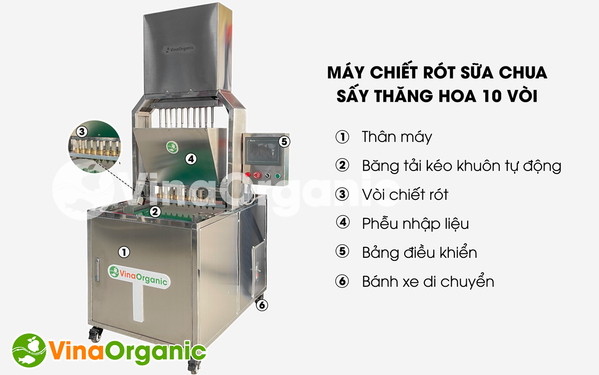 VGD10 - Máy chiết rót sữa chua sấy thăng hoa 10 vòi. chiết rót nhanh chóng. Liên hệ ngay số Hotline/Zalo 0938299798 - 0975299798 để được tư vấn!