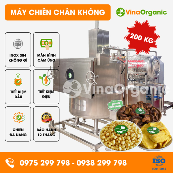 MC200 - Máy chiên chân không 200kg, chiên ngô nếp, mít, snack nấm sấy giòn