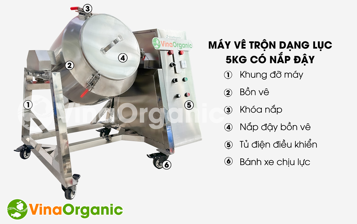 MVTL05-V1 - Máy vê trộn dạng lục 5kg có nắp đậy, vê trộn ngũ cốc, rong biển,... Liên hệ Hotline/Zalo: 0975299798 - 0938299798 để được tư vấn!