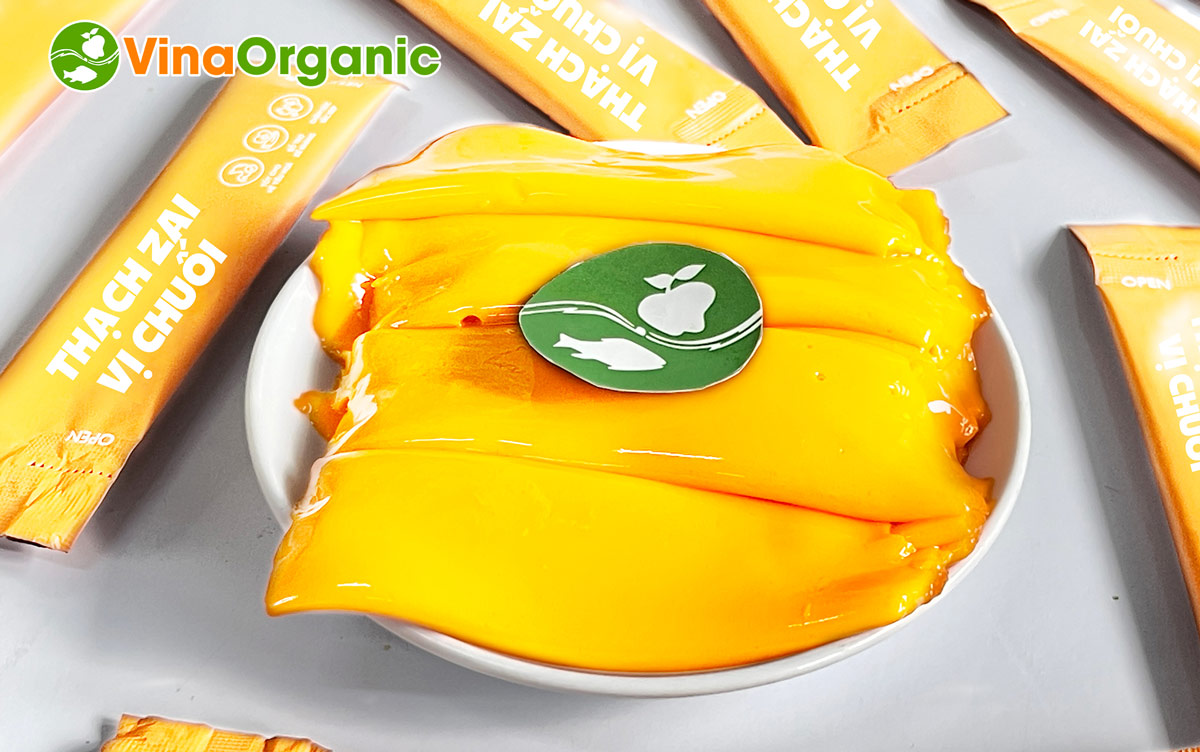 Công nghệ sản xuất Thạch zai vị chuối VinaOrganic thơm hương chuối, vị ngọt thanh mát khi ăn. Liên hệ 0975299798 - 0938299798 ngay!