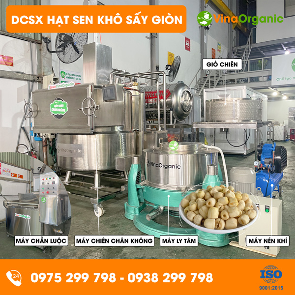 Dây chuyền sản xuất hạt sen khô sấy giòn thơm ngon, giòn rụm