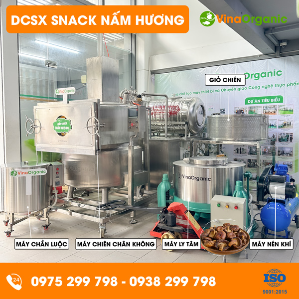 Dây chuyền sản xuất snack nấm hương giòn xốp, mặn ngọt hài hòa