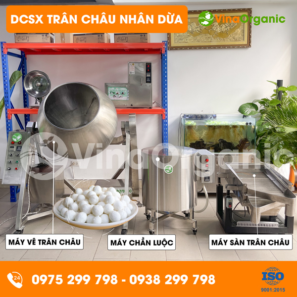 Dây chuyền sản xuất trân châu nhân dừa tròn đều, chắc chắn, không bị vỡ