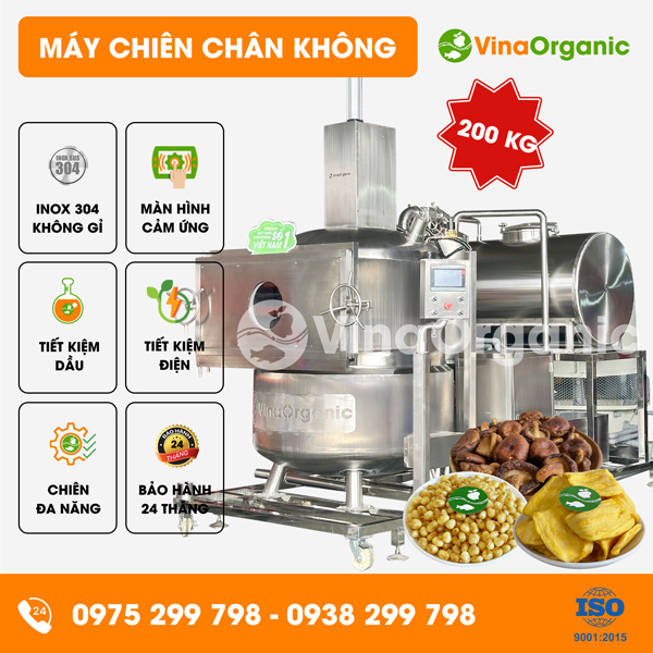 MC200 - Máy chiên chân không 200kg, chiên ngô nếp, mít, snack nấm sấy giòn