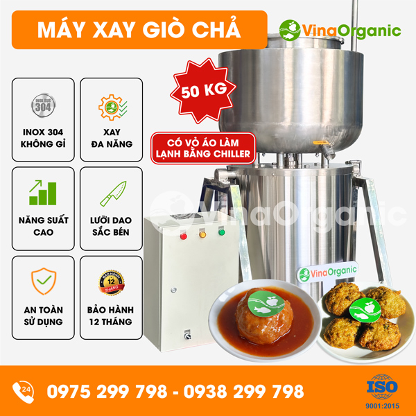 MGC50SC - Máy xay giò chả 50kg, xay thịt lươn (có vỏ áo làm lạnh bằng chiller)