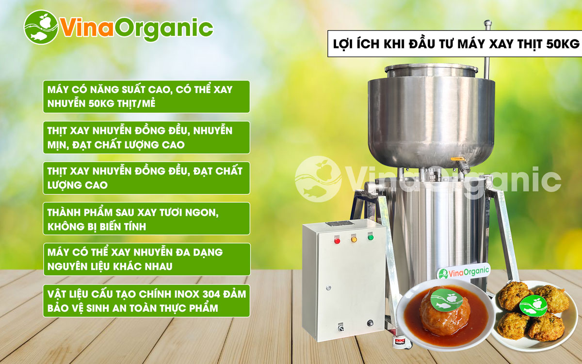 Máy xay thịt 50kg có công suất xay thịt mạnh mẽ, năng suất 50kg, tiết kiệm thời gian, dễ vệ sinh. Liên hệ Hotline/Zalo 0975299798 – 0938299798.