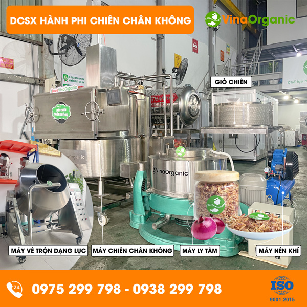 Dây chuyền sản xuất hành phi chiên chân không vàng sáng hấp dẫn