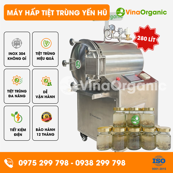 HTT280 - Máy hấp tiệt trùng yến hũ 280L, tăng thời gian sử dụng của yến hũ