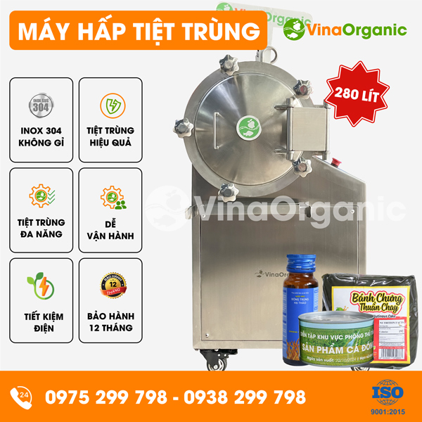 HTT280P - Máy hấp tiệt trùng 280L tiệt trùng đa năng đồ hộp, cháo ăn liền, nước uống