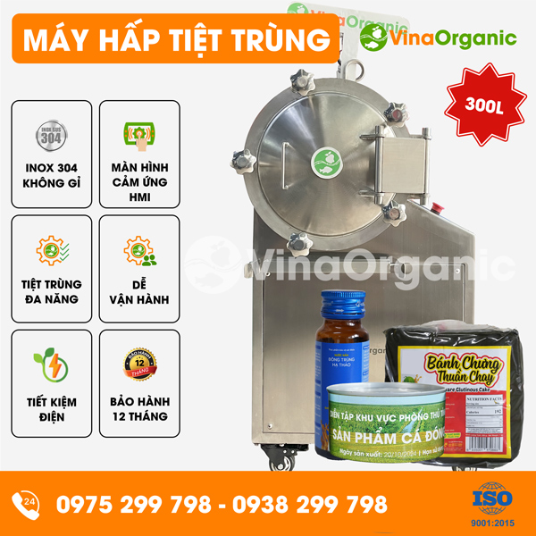 HTT300P - Máy hấp tiệt trùng 300L tiệt trùng đa năng đồ hộp, cháo ăn liền, nước uống