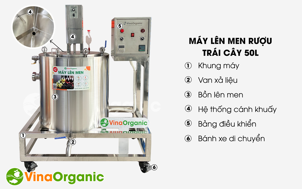 LM050 - Máy lên men rượu trái cây 50L, lên men rượu nho, rượu táo,... nhanh chóng, chất lượng. Liên hệ Hotline/Zalo ngay: 0975 299798 - 0938 299798.