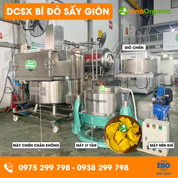 Dây chuyền sản xuất bí đỏ sấy giòn thơm ngon, giòn xốp