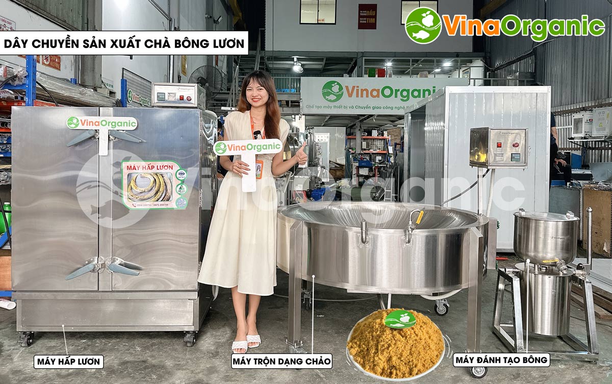 VinaOrganic cung cấp dây chuyền sản xuất chà bông lươn tơi, bông xốp thơm ngon, hấp dẫn. Liên hệ Hotline 0975299798 - 0938299798.
