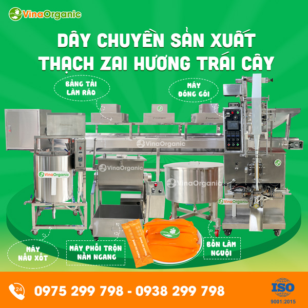 Dây chuyền sản xuất thạch zai hương trái cây dai ngon, hấp dẫn