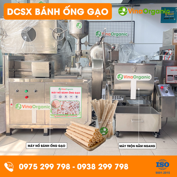 Dây chuyền sản xuất bánh ống gạo giòn xốp, nhiều hương vị, năng suất cao