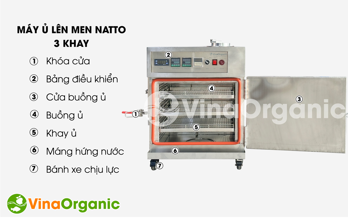Máy ủ lên men natto 3 khay NATTO0344, full inox 304, lên men hiệu quả, chất lượng, tiết kiệm điện... Hotline/Zalo: 0938299798 – 0975299798