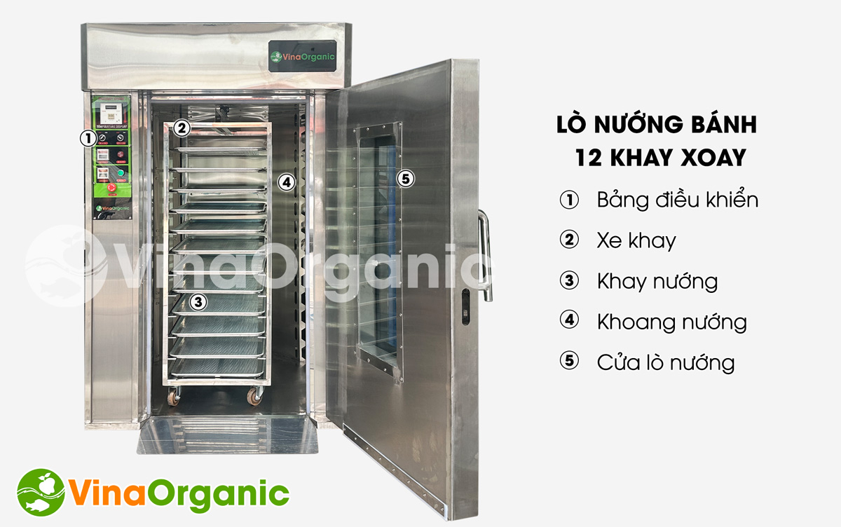LN012X - Lò nướng bánh 12 khay, nướng bánh mì, bánh mầm gạo lứt nhanh chóng, chất lượng. Liên hệ Hotline/Zalo 0938299798 - 0975299798.