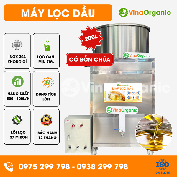 MLD20C - Máy lọc dầu có bồn chứa 200L, lọc cặn dầu sau chiên