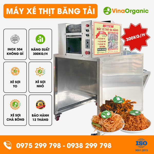 MX300B - Máy xé thịt băng tải, xé thịt đa năng, nhanh chóng, năng suất 300kg/h