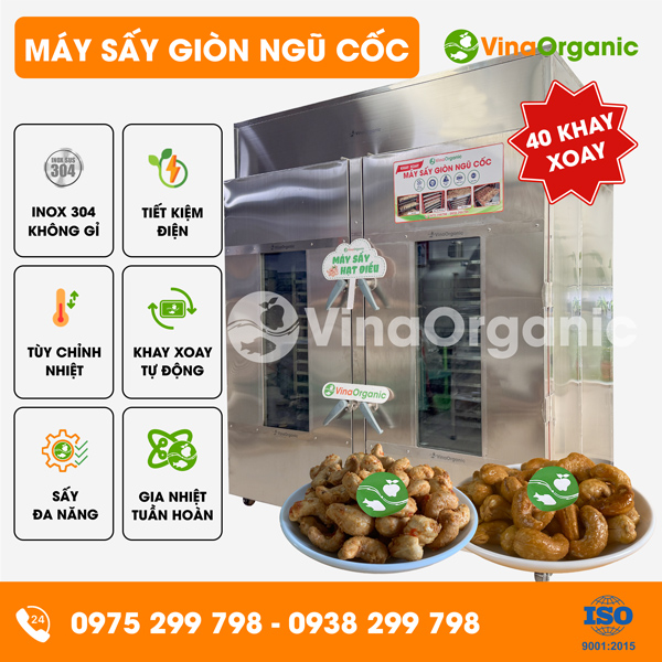 MSC4046 - Máy sấy giòn ngũ cốc 40 khay xoay, sấy hạt điều, đậu phộng