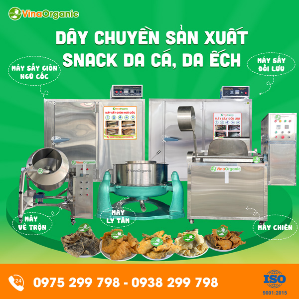 Dây chuyền sản xuất Da ếch, Da cá tẩm vị, giòn rụm, thơm ngon