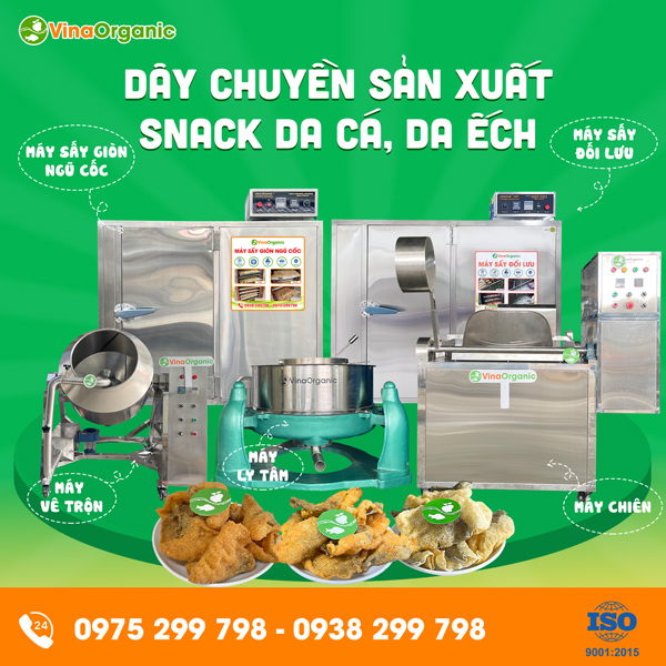 Dây chuyền sản xuất Da ếch, Da cá tẩm vị, giòn rụm, thơm ngon