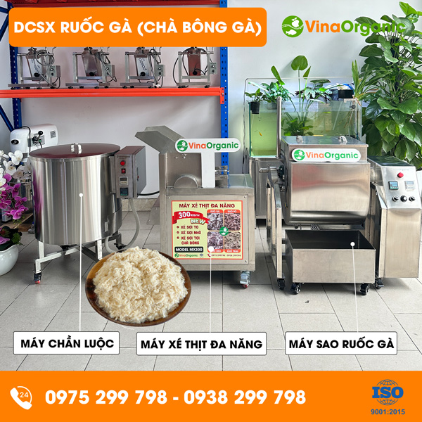 Dây chuyền sản xuất ruốc gà (chà bông gà) tới xốp, thơm ngon