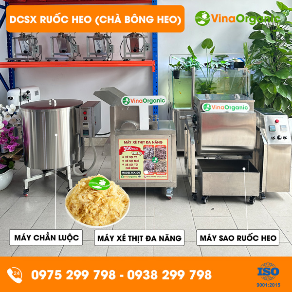 Dây chuyền sản xuất ruốc heo (chà bông heo) tới xốp, thơm ngon