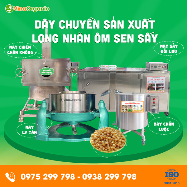Dây chuyền sản xuất long nhãn ôm sen sấy giòn thơm ngon, hấp dẫn