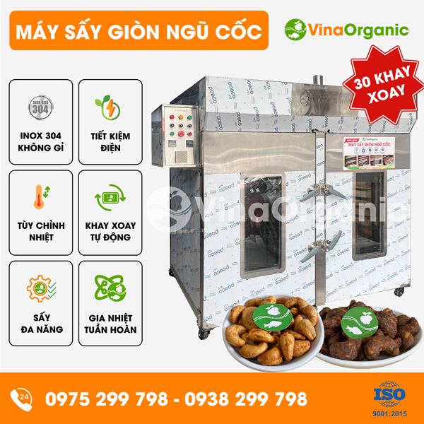MSC3046 - Máy sấy giòn ngũ cốc 30 khay xoay, sấy hạt điều, ngũ cốc