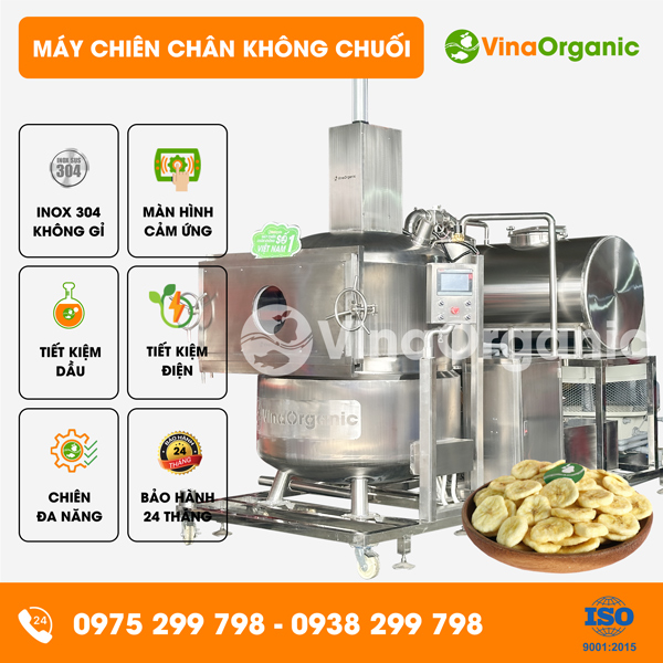 Máy chiên chân không chuối sản xuất chuối sấy giòn thơm ngon, hấp dẫn