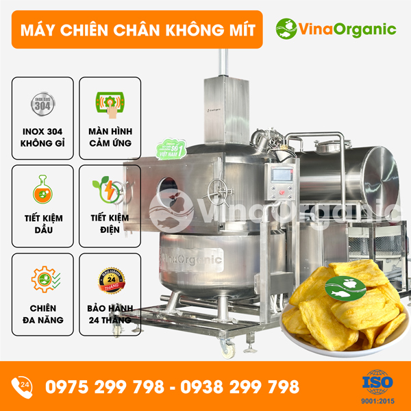 Máy chiên chân không mít sấy giòn rụm, màu vàng sáng đẹp, không ỉu dầu