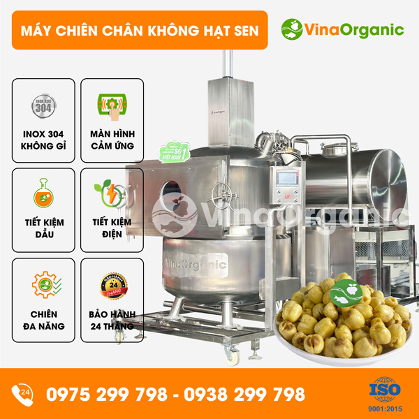 Máy chiên chân không hạt sen, sản xuất hạt sen sấy giòn xốp, thơm ngon