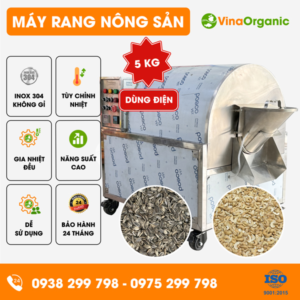 MRD005 - Máy rang nông sản dùng điện 5kg, rang hạt hướng dương, hạt điều