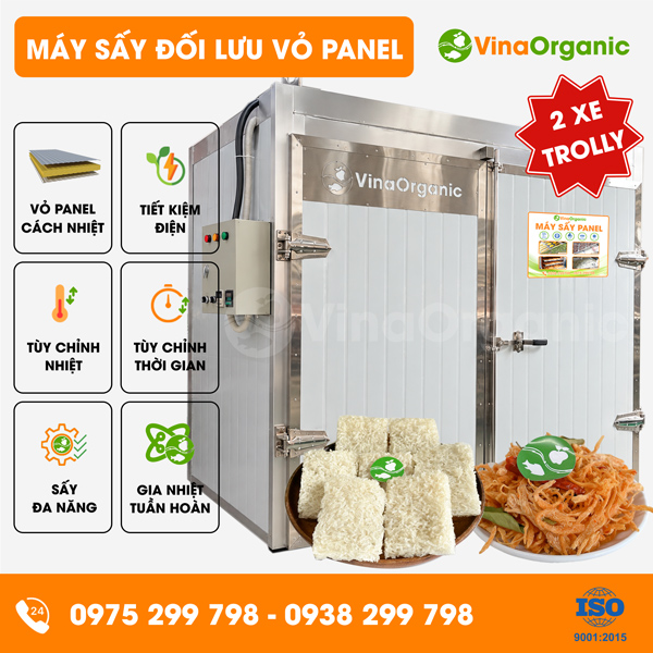 MSP2TYC - Máy sấy panel 2 xe trolley, sấy cơm cháy, khô gà, khô bò