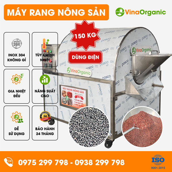 MRD150 - Máy rang nông sản dùng điện 150kg, rang đậu đen, gạo lứt